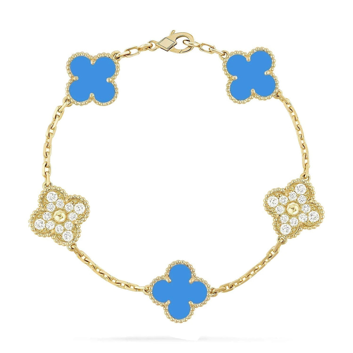 [Resenly Jewelry] クローバー 5モチーフ ブルーアゲート ブレスレット コレクション