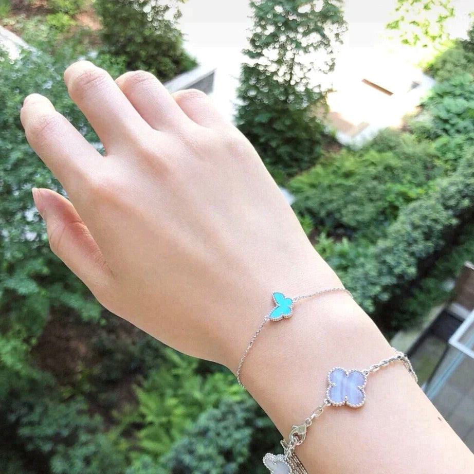 [Resenly Jewelry]バタフライ ターコイズ バタフライ ブレスレット シルバー