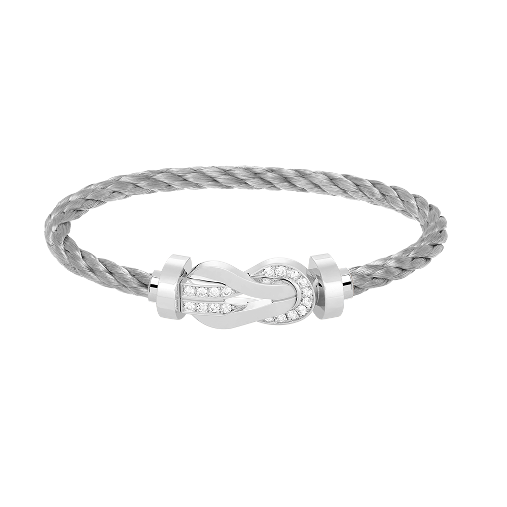[Resenly Jewelry]CHANCE LARGE 8 FIGURE BUCKLE HALF DIAMOND BRACELET SILVER