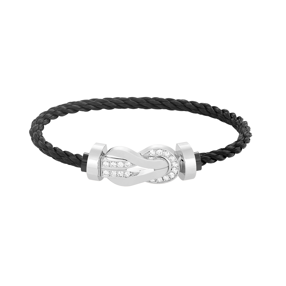 [Resenly Jewelry]CHANCE LARGE 8 FIGURE BUCKLE HALF DIAMOND BRACELET SILVER