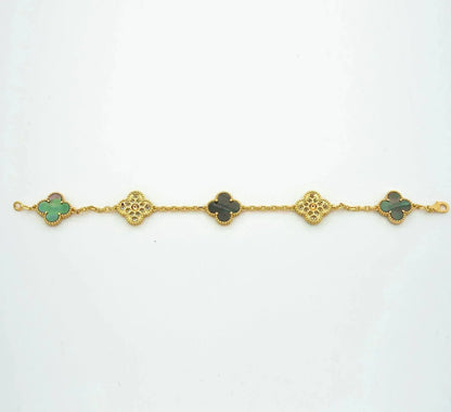 [Resenly Jewelry] CLOVER 5 MOTIF GRAY MOP BRACELET COLLECTION