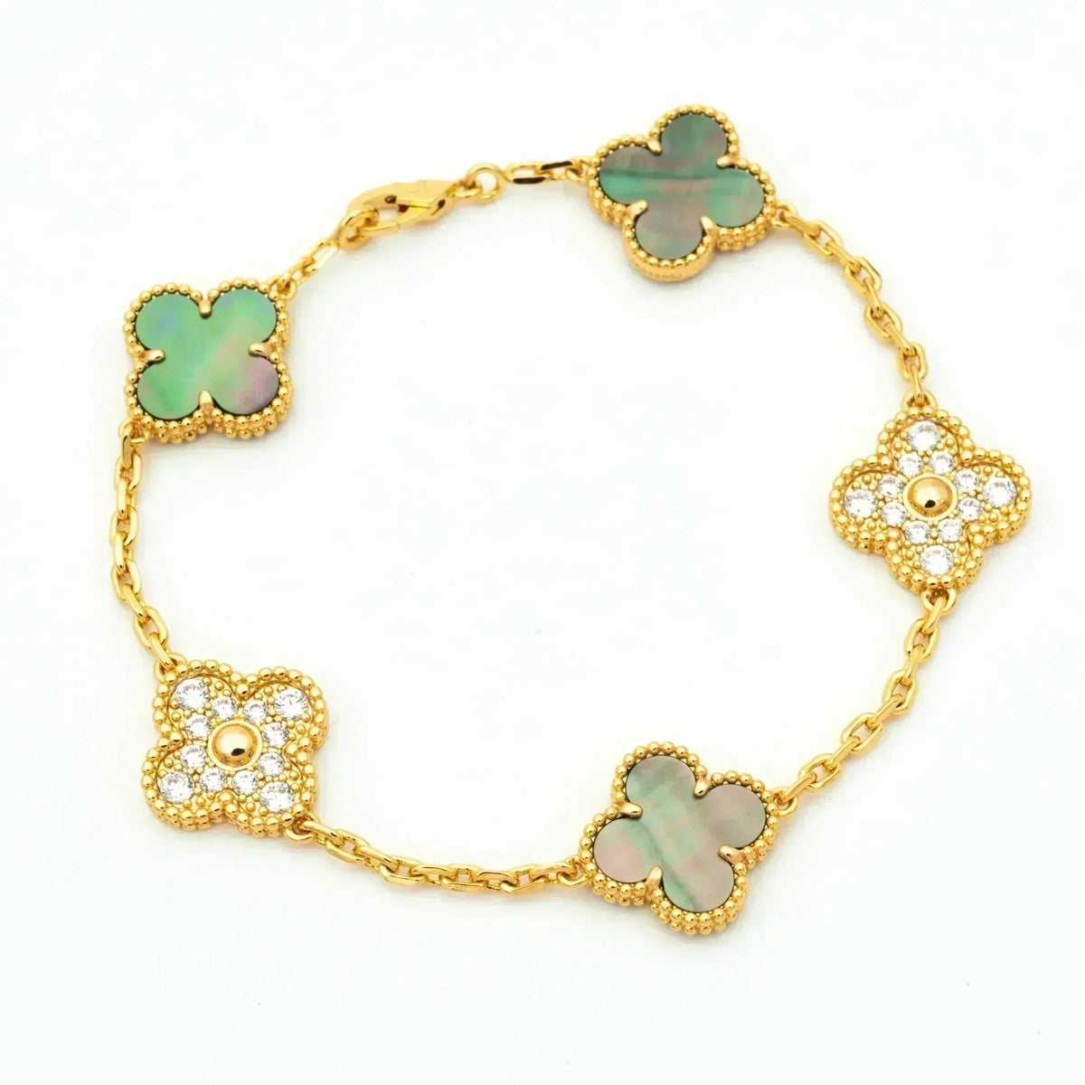 [Resenly Jewelry] CLOVER 5 MOTIF GRAY MOP BRACELET COLLECTION