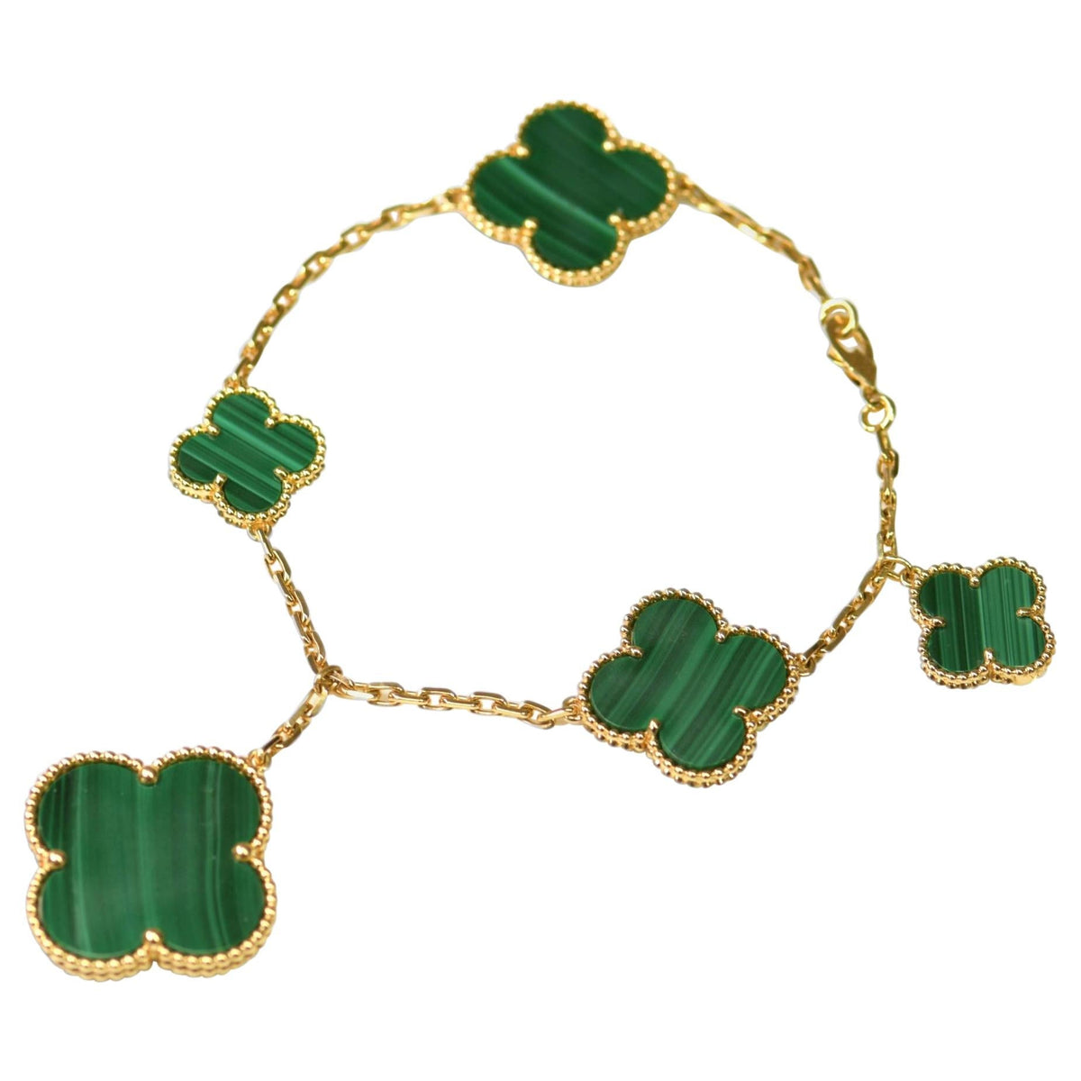 [Resenly Jewelry]MAGIC CLOVER MALACHITE GOLD BRACELET 5 MOTIFS