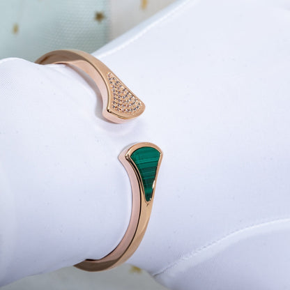 [Resenly Jewelry]DREAM BRACELET OPEN MALACHITE PINK GOLD