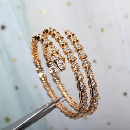 [Resenly Jewelry]SERPENTI BRACELET PINK GOLD DIAMOND DOUBLE ROW