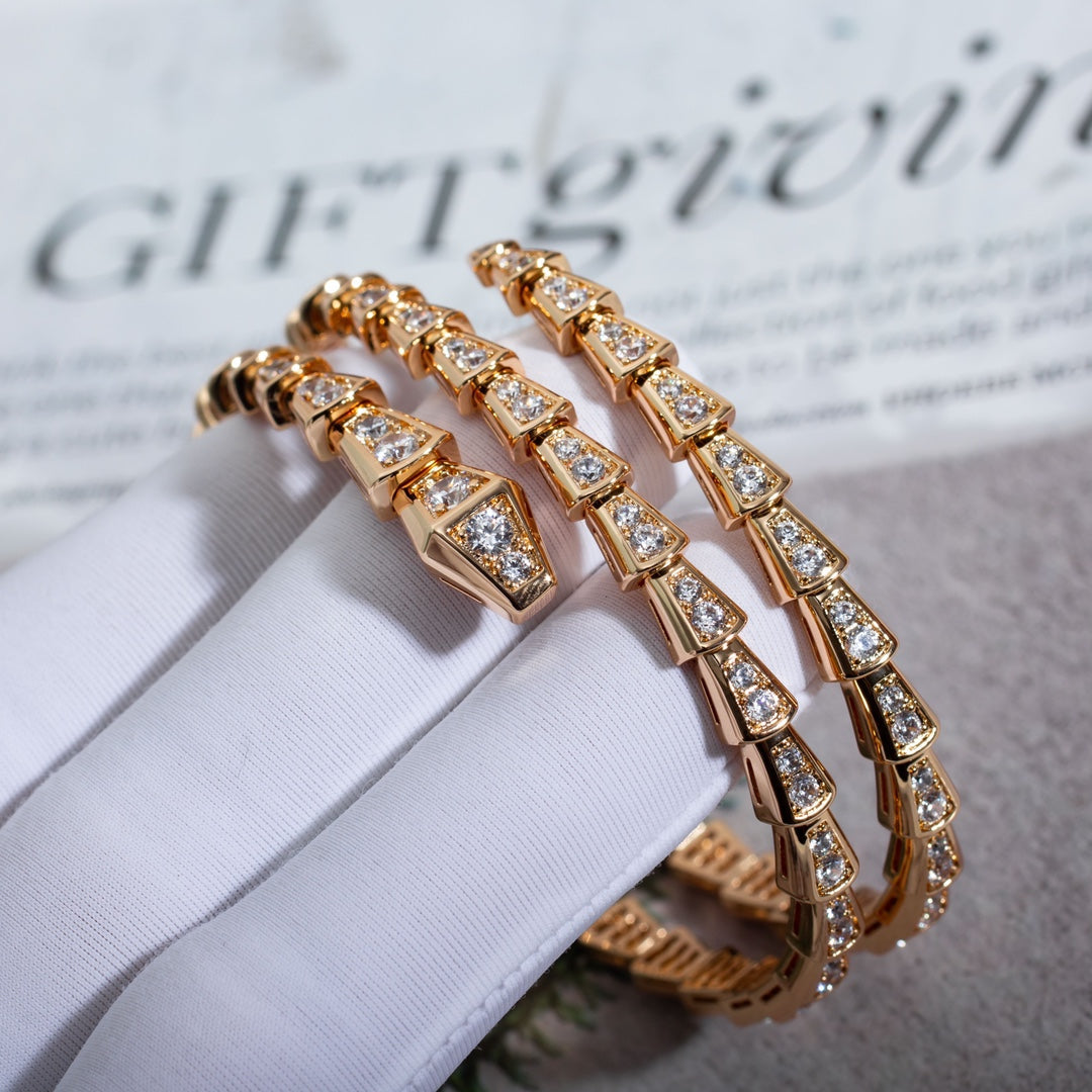 [Resenly Jewelry]SERPENTI BRACELET PINK GOLD DIAMOND DOUBLE ROW
