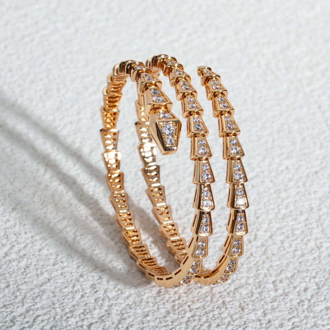 [Resenly Jewelry]SERPENTI BRACELET PINK GOLD DIAMOND DOUBLE ROW