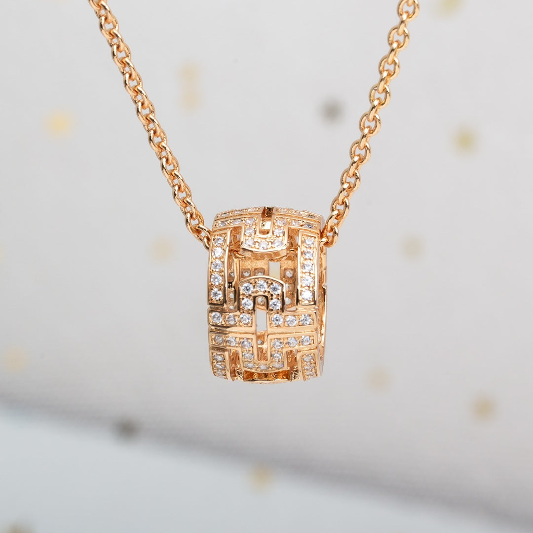 [Resenly Jewelry]PARENTESI NECKLACE PINK GOLD DIAMOND
