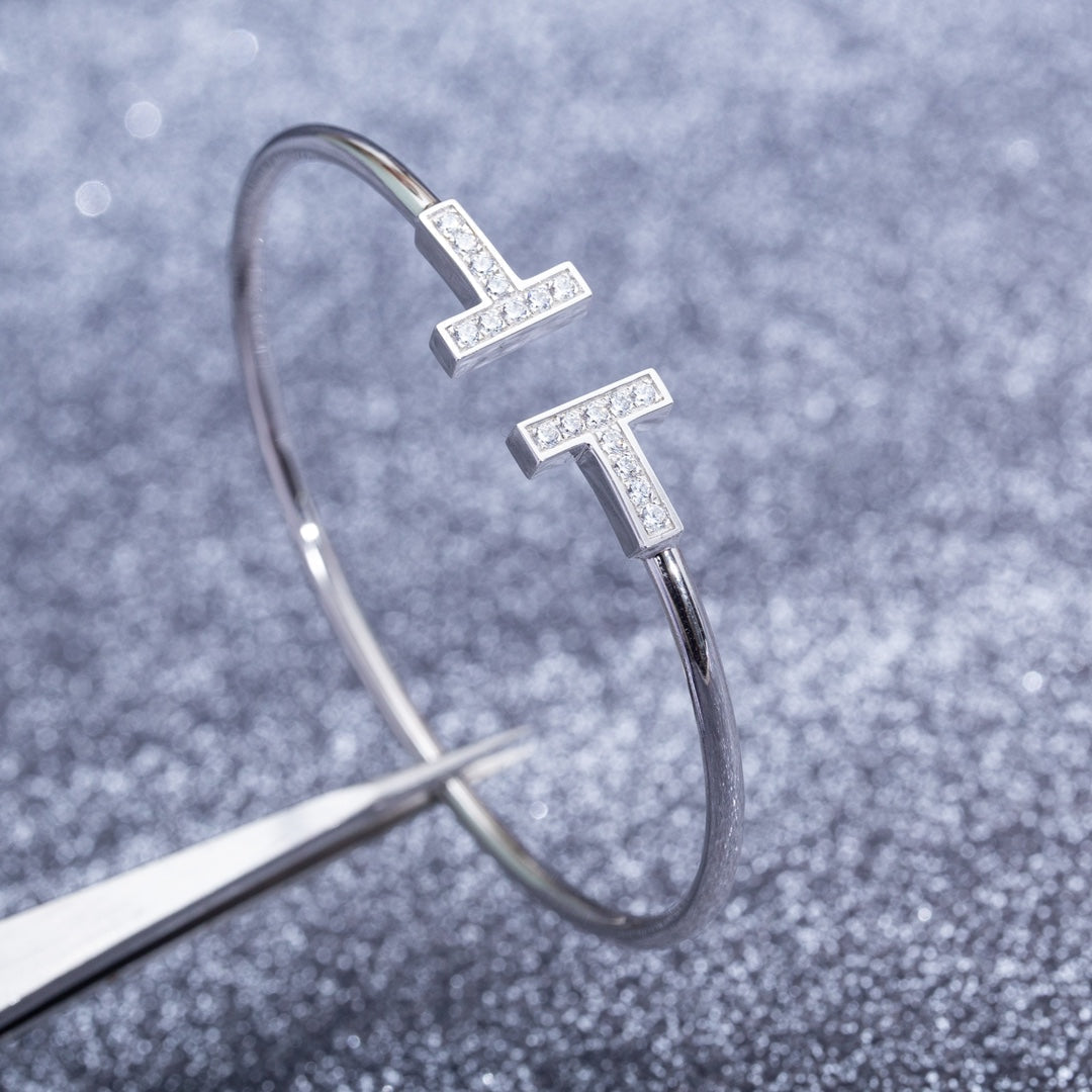 [Resenly Jewelry]T BRACELET 1.8MM DIAMOND SILVER