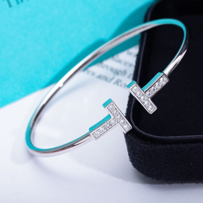 [Resenly Jewelry]T BRACELET 1.8MM DIAMOND SILVER