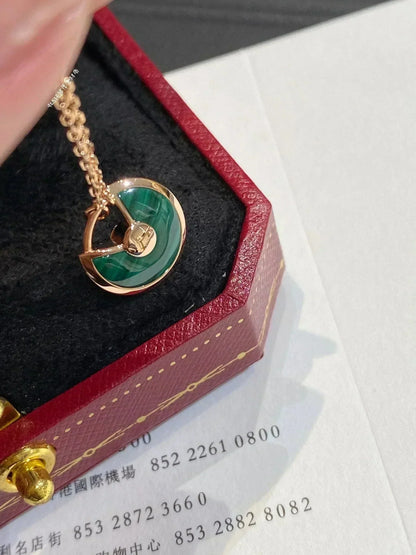 [Resenly Jewelry]AMULETTE ROSE GOLD MALACHITE NECKLACE