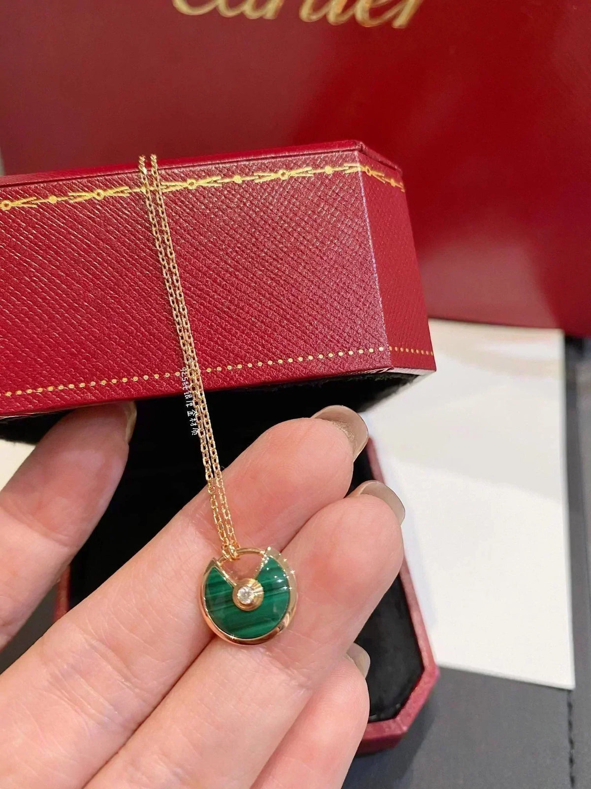 [Resenly Jewelry]AMULETTE ROSE GOLD MALACHITE NECKLACE