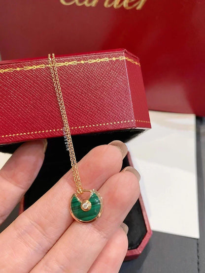 [Resenly Jewelry]AMULETTE ROSE GOLD MALACHITE NECKLACE