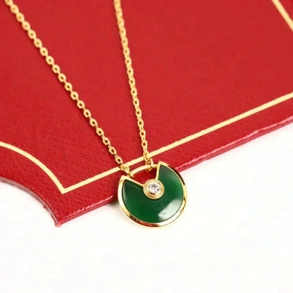 [Resenly Jewelry]AMULETTE GOLD MALACHITE NECKLACE