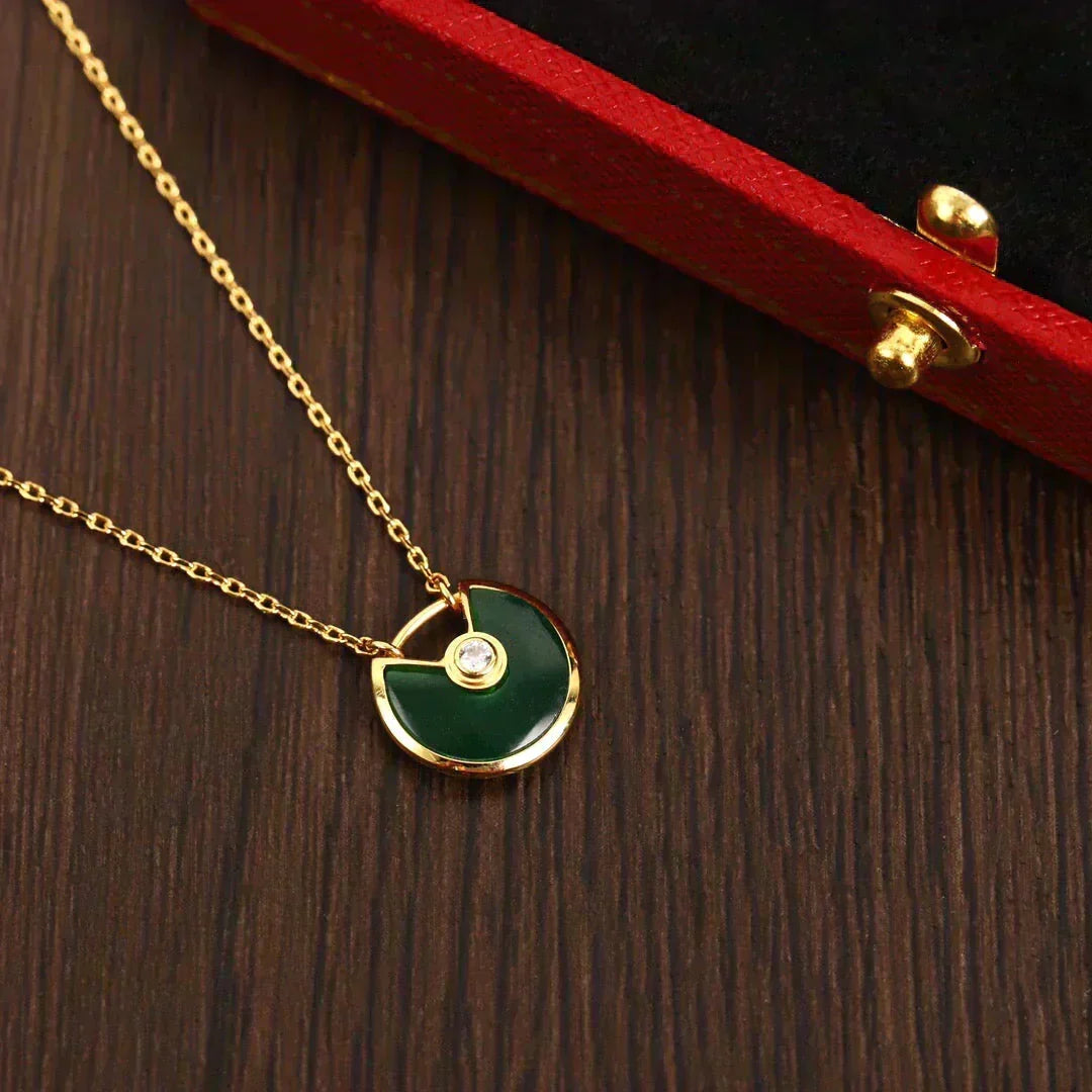 [Resenly Jewelry]AMULETTE GOLD MALACHITE NECKLACE