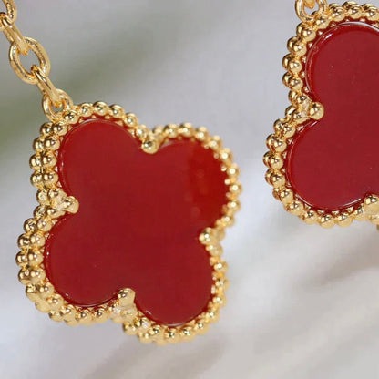 [Resenly Jewelry] クローバー 2モチーフ タイガーアイ＆カーネリアン イヤリング