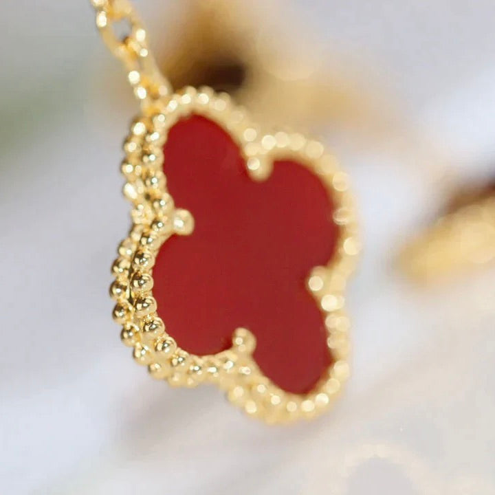 [Resenly Jewelry] クローバー 2モチーフ タイガーアイ＆カーネリアン イヤリング