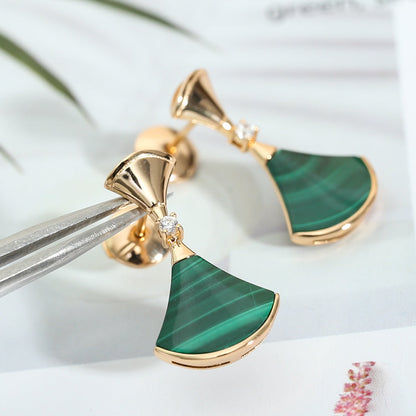 [Resenly Jewelry]DREAM MALACHITE PINK GOLD EARRINGS