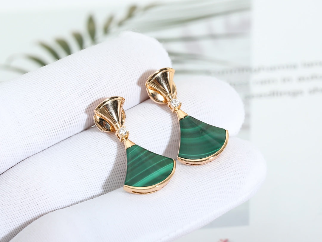[Resenly Jewelry]DREAM MALACHITE PINK GOLD EARRINGS