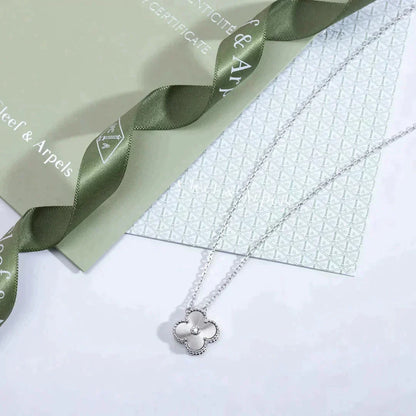 [Resenly Jewelry]CLOVER 15MM ダイヤモンドレーザーネックレス シルバー