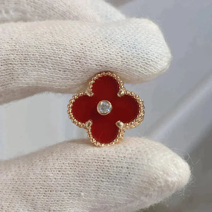 [Resenly Jewelry]CLOVER MEDIUM 1 MOTIFS CARNELIAN  DIAMOND earrings
