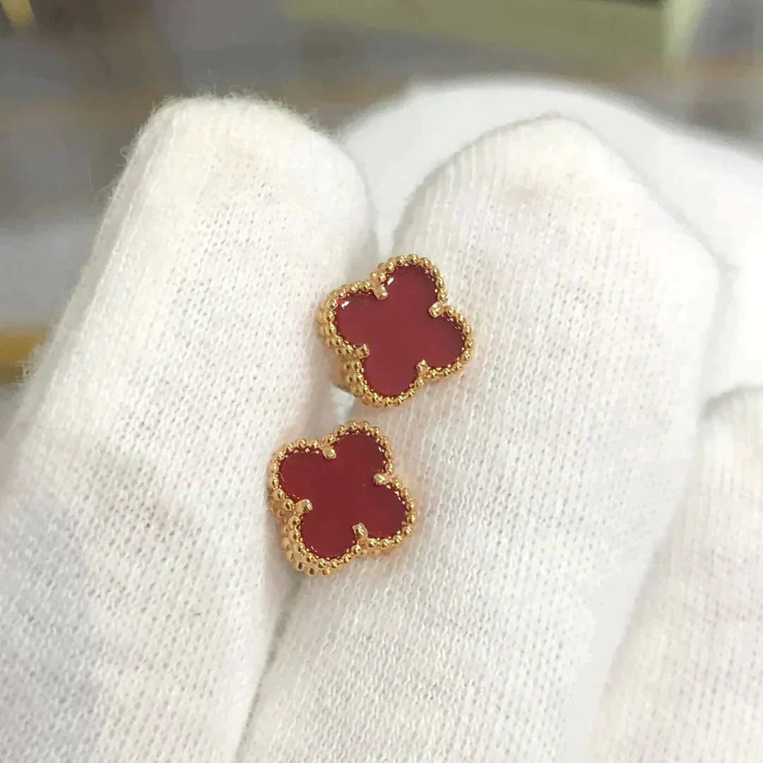[Resenly Jewelry]CLOVER MINI 9.5MM CARNELIAN EARRINGS