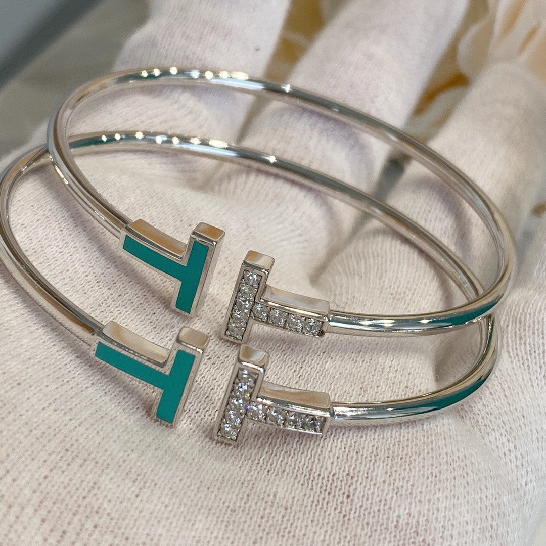 [Resenly Jewelry]Tブレスレット 1.8MM ターコイズ ダイヤモンド