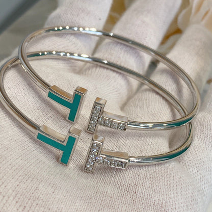[Resenly Jewelry]Tブレスレット 1.8MM ターコイズ ダイヤモンド