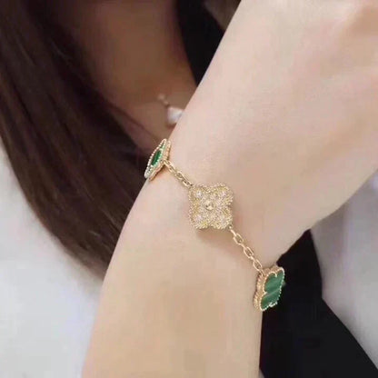 [Resenly Jewelry] CLOVER 5 MOTIF MALACHITE BRACELET COLLECTION