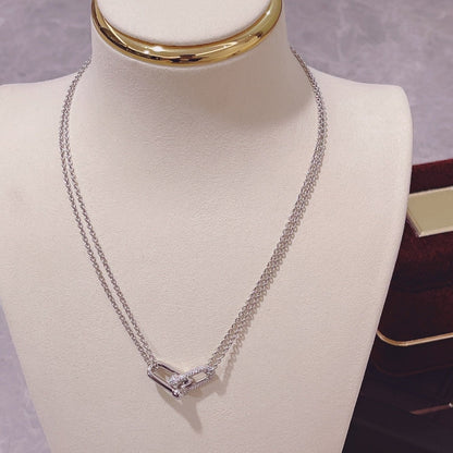 [Resenly Jewelry]HARDWEAR DOUBLE LINK PEDANT SILVER DIAMOND NECKLACE