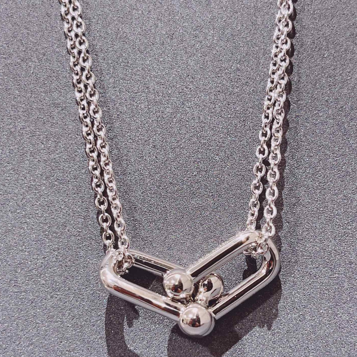 [Resenly Jewelry]HARDWEAR DOUBLE LINK PEDANT SILVER NECKLACE