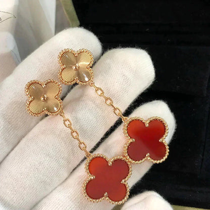 [Resenly Jewelry]クローバー 2モチーフ レーザーカーネリアンピアス