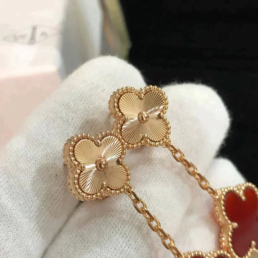 [Resenly Jewelry]クローバー 2モチーフ レーザーカーネリアンピアス