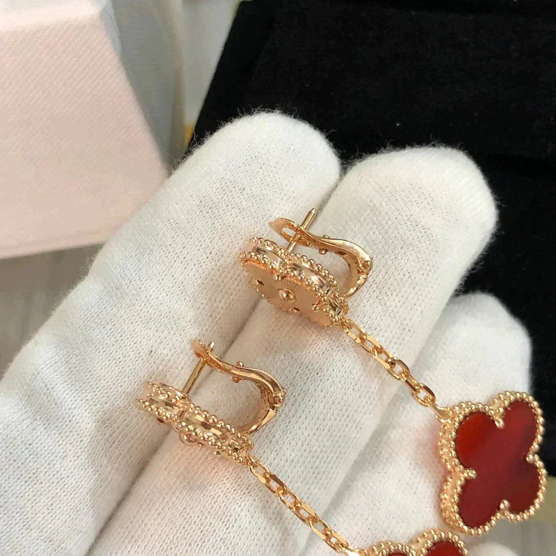 [Resenly Jewelry]クローバー 2モチーフ レーザーカーネリアンピアス