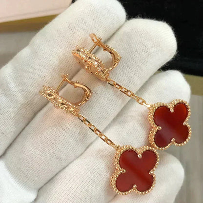 [Resenly Jewelry]クローバー 2モチーフ レーザーカーネリアンピアス