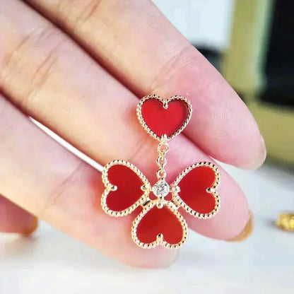[Resenly Jewelry] スイートクローバー カーネリアン イヤリング
