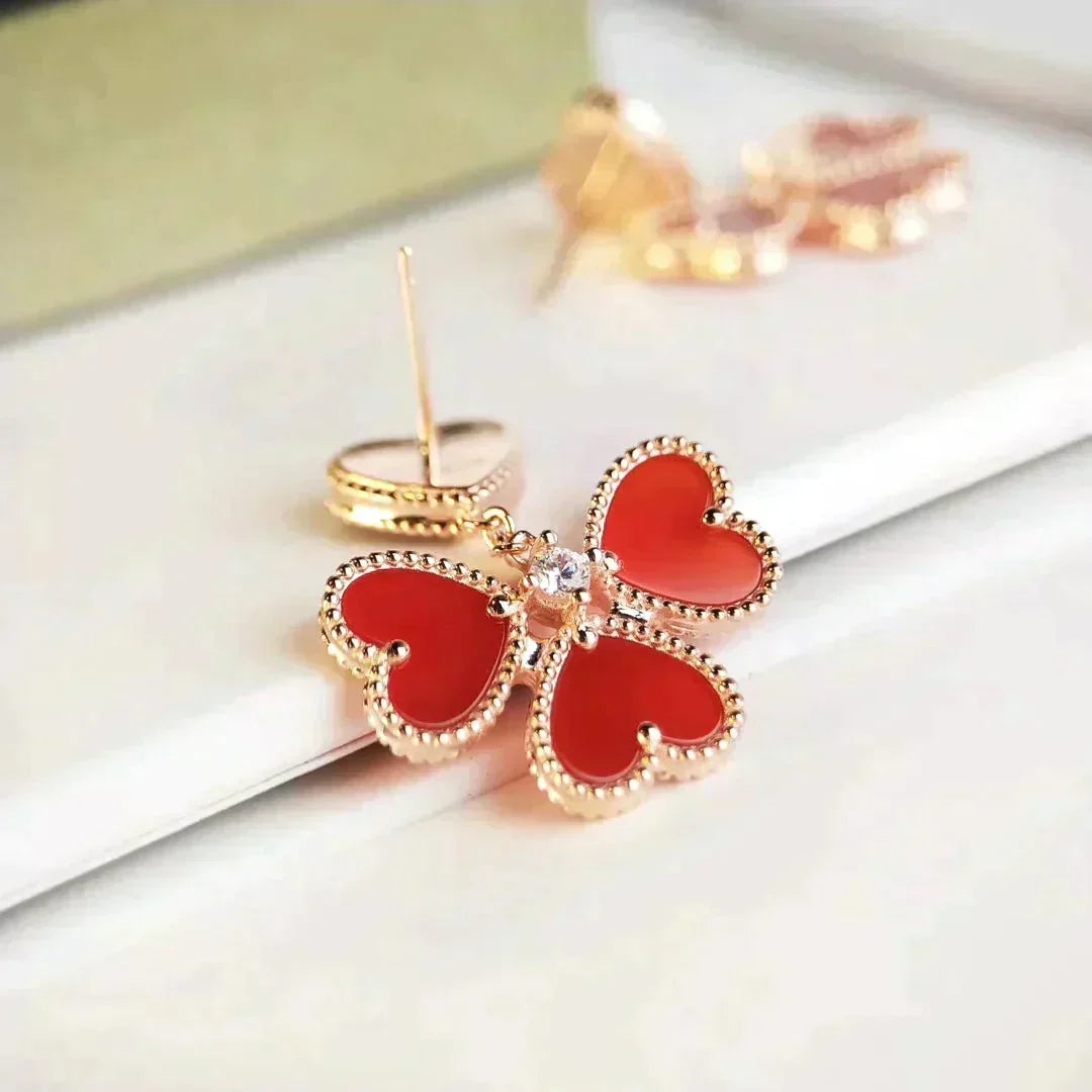 [Resenly Jewelry] スイートクローバー カーネリアン イヤリング