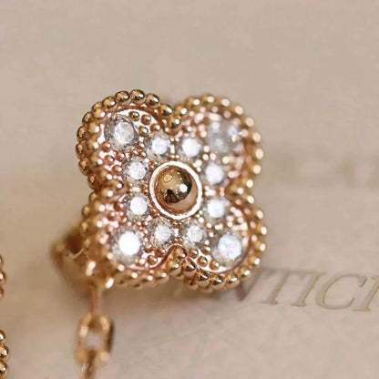 [Resenly Jewelry]CLOVER MEDIUM 1 MOTIFS FUll DIAMOND EARRINGS