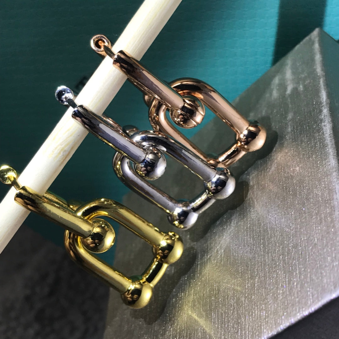 [Resenly Jewelry]HARDWARE DROP EARRINGS DOUBLE LINK