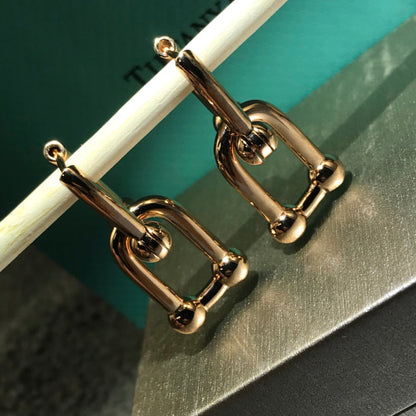 [Resenly Jewelry]HARDWARE DROP EARRINGS DOUBLE LINK