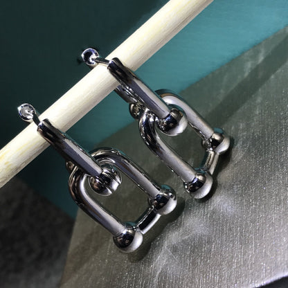 [Resenly Jewelry]HARDWARE DROP EARRINGS DOUBLE LINK