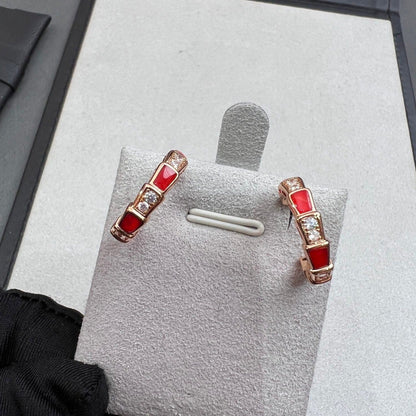[Resenly Jewelry]SERPENTI CARNELIAN PINK GOLD EARRINGS