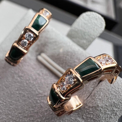 [Resenly Jewelry]SERPENTI MALACHITE PINK GOLD EARRINGS