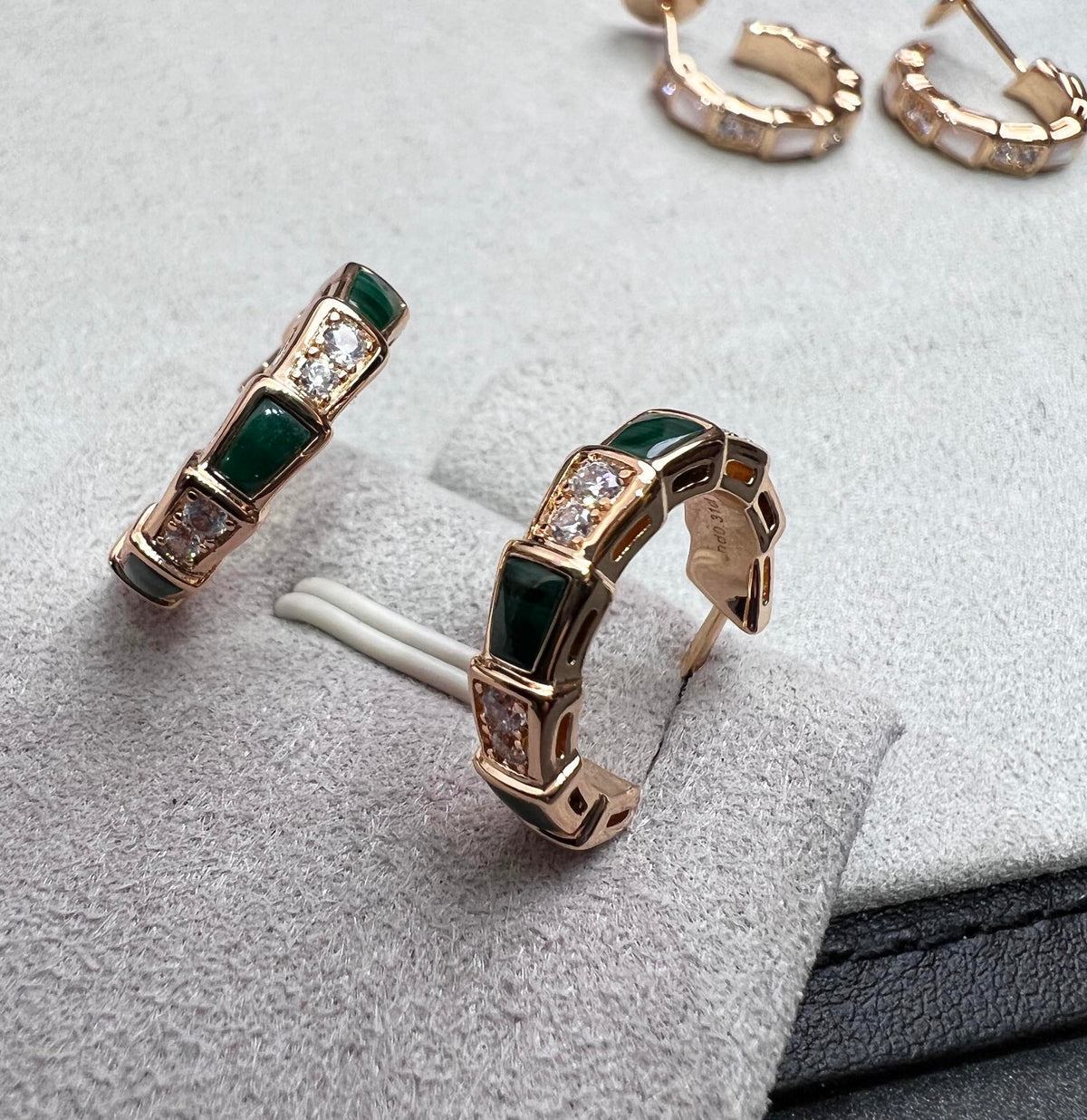[Resenly Jewelry]SERPENTI MALACHITE PINK GOLD EARRINGS