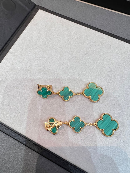 [Resenly Jewelry]クローバー マラカイト 3モチーフ ゴールド