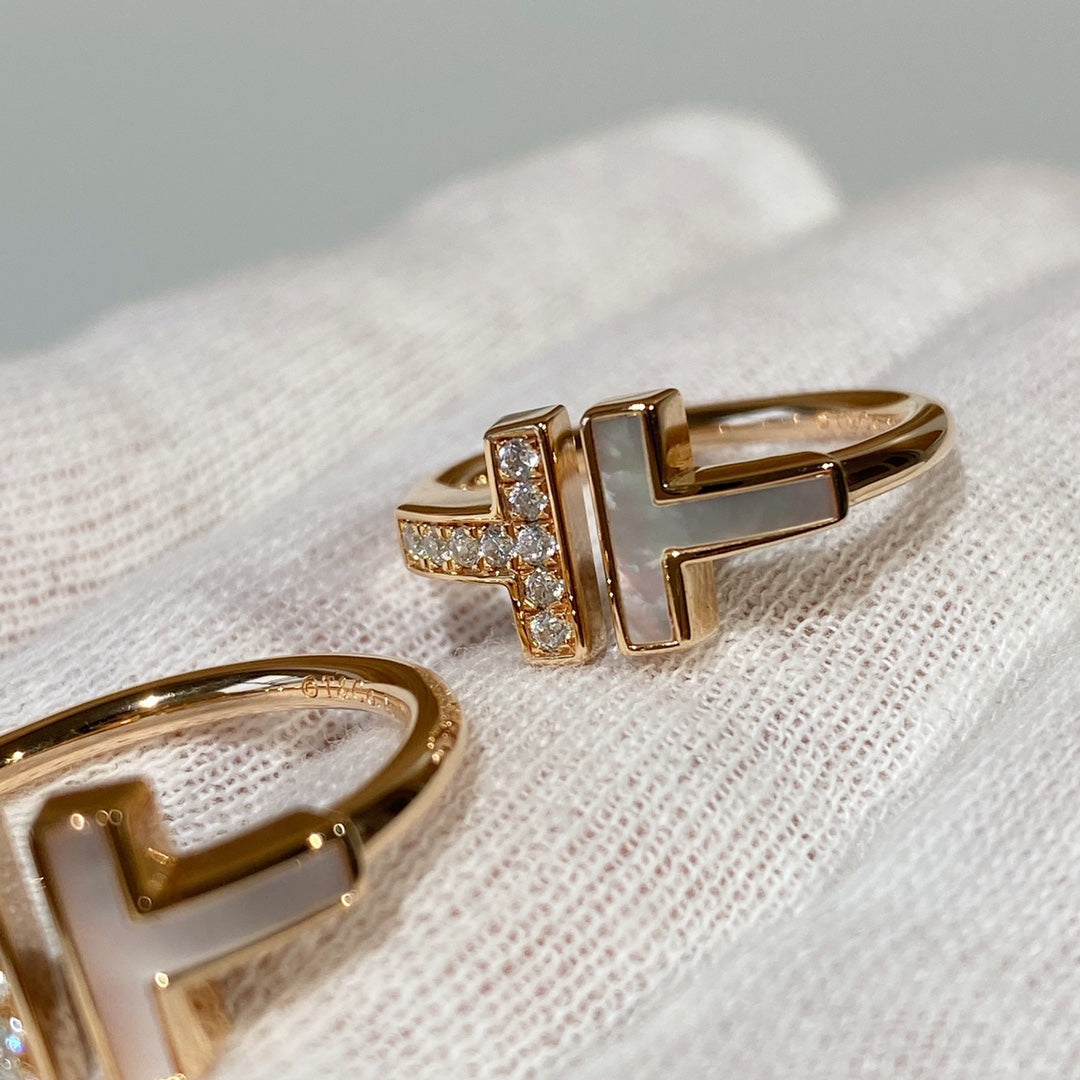 [Resenly Jewelry]T WIRE MOP DIAMOND RING PINK GOLD