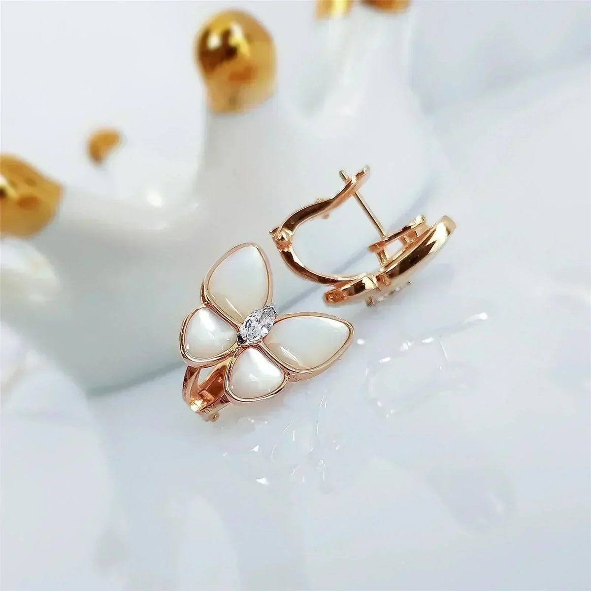 [Resenly Jewelry]BUTTERFLY MOP DIAMOND EARRINGS