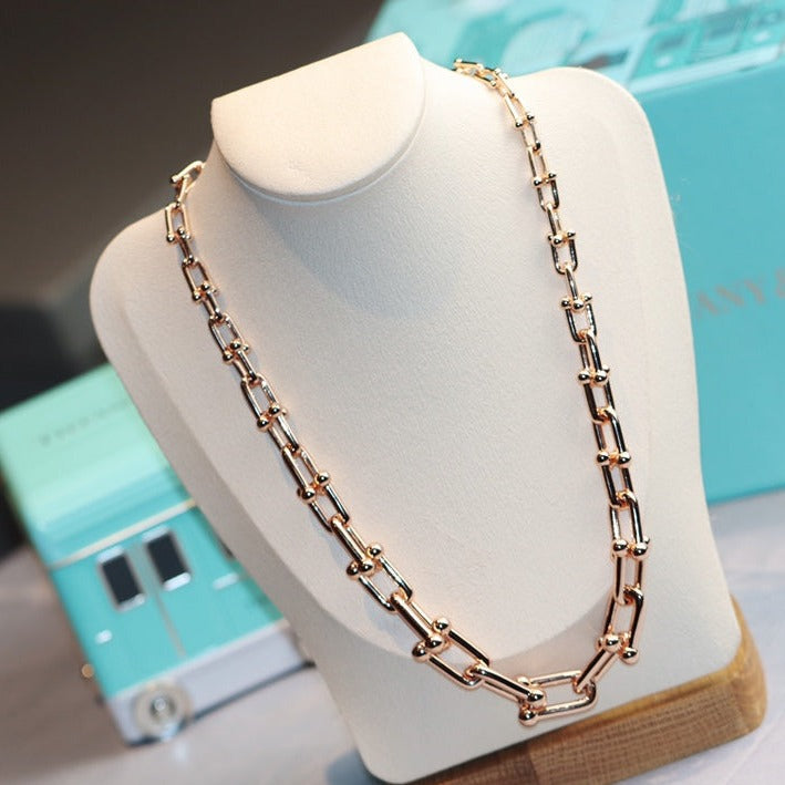 [Resenly Jewelry]ハードウェア リンク ゴールドネックレス