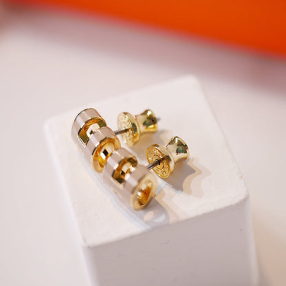 [Resenly Jewelry]MINI POP H GOLD EARRINGS GREY