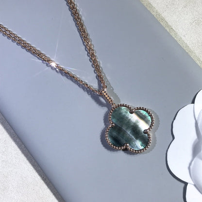 [Resenly Jewelry]CLOVER 25MM GOLD DARK MOP BIG CLOVER NECKLACE